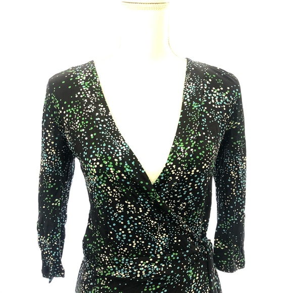 3$25 H&M wrap dot print dress size 4 3/4 sleeve - Picture 2 of 6